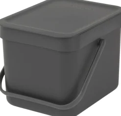 Brabantia Skraldespande<Affaldsspand m/låg sort.kon. 6 ltr