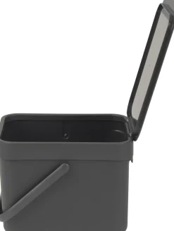 Brabantia Skraldespande<Affaldsspand m/låg sort.kon. 6 ltr