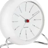 Arne Jacobsen Clocks Ure & Vejrstationer<AJ Bankers bordur hvid/hvid, Ø 11 cm, alarm