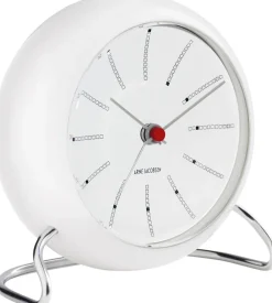 Arne Jacobsen Clocks Ure & Vejrstationer<AJ Bankers bordur hvid/hvid, Ø 11 cm, alarm