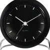 Arne Jacobsen Clocks Ure & Vejrstationer<AJ City Hall bordur sort/sort, Ø 11 cm, alarm