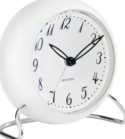 Arne Jacobsen Clocks Ure & Vejrstationer<AJ LK bordur, hvid/hvid, Ø 11 cm, alarm