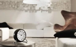 Arne Jacobsen Clocks Ure & Vejrstationer<AJ Station bordur, sort/hvid, Ø 11 cm, alarm