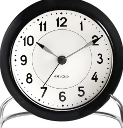 Arne Jacobsen Clocks Ure & Vejrstationer<AJ Station bordur, sort/hvid, Ø 11 cm, alarm