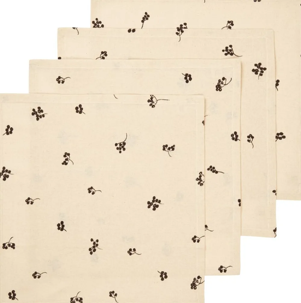 Ferm Living Juleservietter<Baies Napkins - Set of 4 - Natural/Dark Chocolate