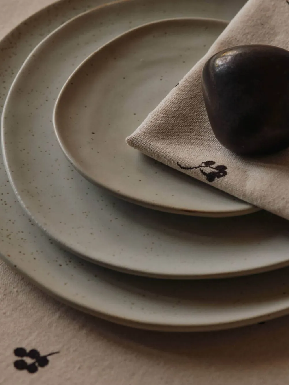 Ferm Living Juleservietter<Baies Napkins - Set of 4 - Natural/Dark Chocolate