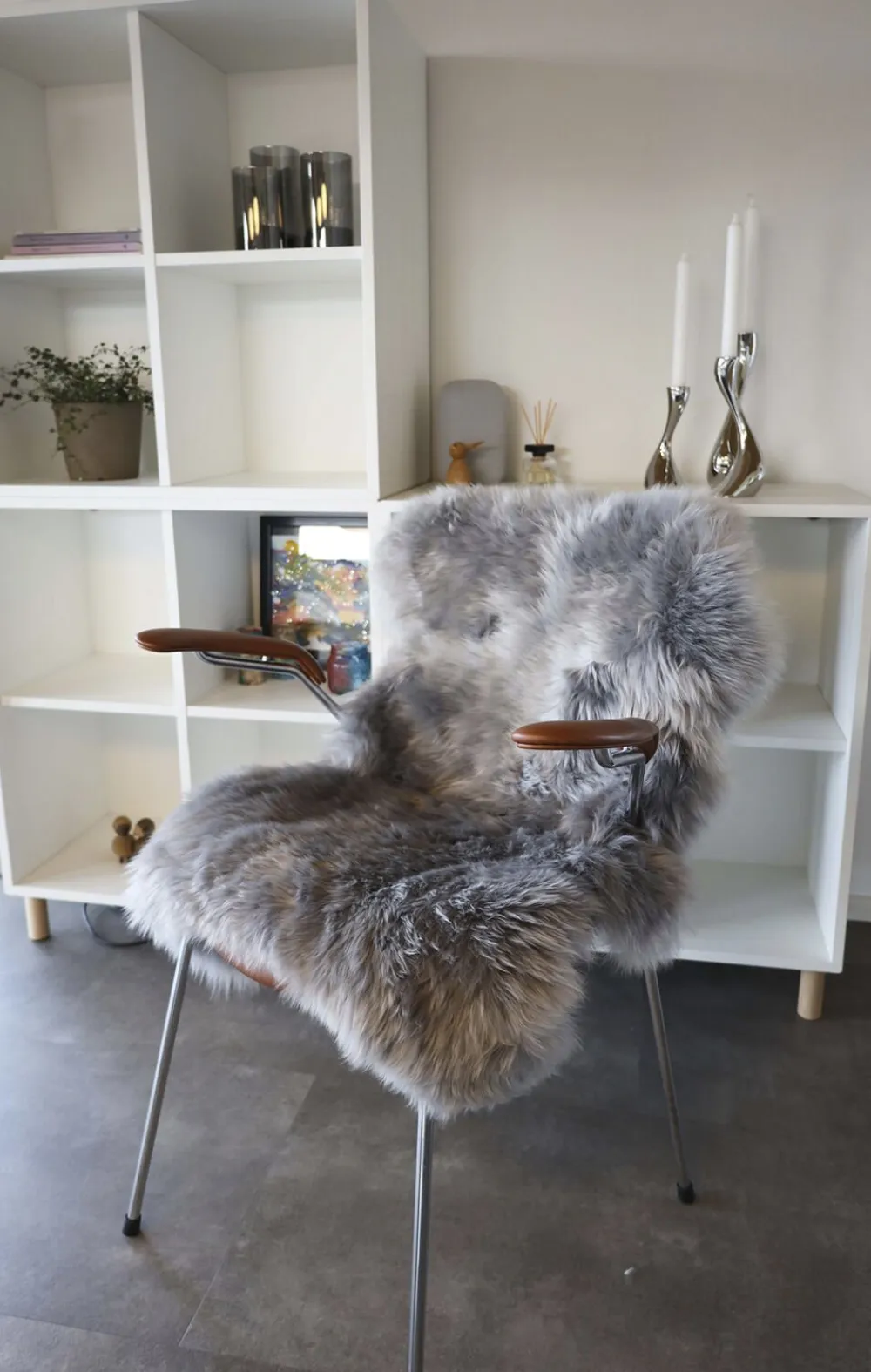 NATURES Collection Skind<90cm-up New Zealand Sheepskin, Long Wool Light Grey 90x60