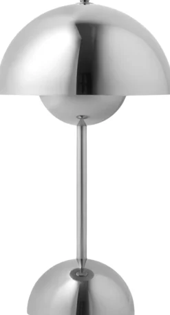 &Tradition Bordlamper|Trådløse Lamper<Flowerpot Portable Lamp VP9, Magnetic Charger Chrome-plated