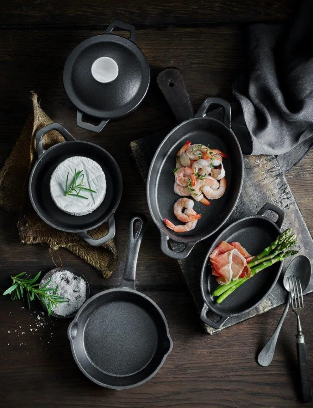 Pillivuyt Gourmet Gryder & Pander<Garonne 0,3 liter mini pande med 2 greb oval, støbejern