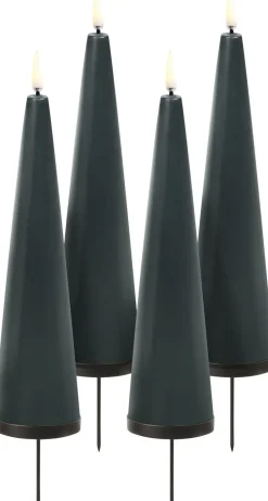 Uyuni Elektriske Julelys<Giftbox w. spike, remote, LED cone candle, Pine green, Smoot
