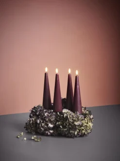 Uyuni Elektriske Julelys<Giftbox w. spike, remote, LED cone candle, Wine red, Smooth,