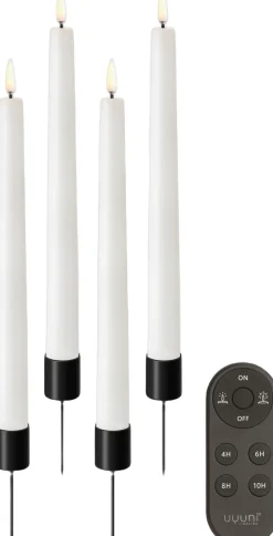 Uyuni Lys & Lysestager|Elektriske Julelys<Giftbox w. spike, remote, LED taper candle, Nordic White, sm