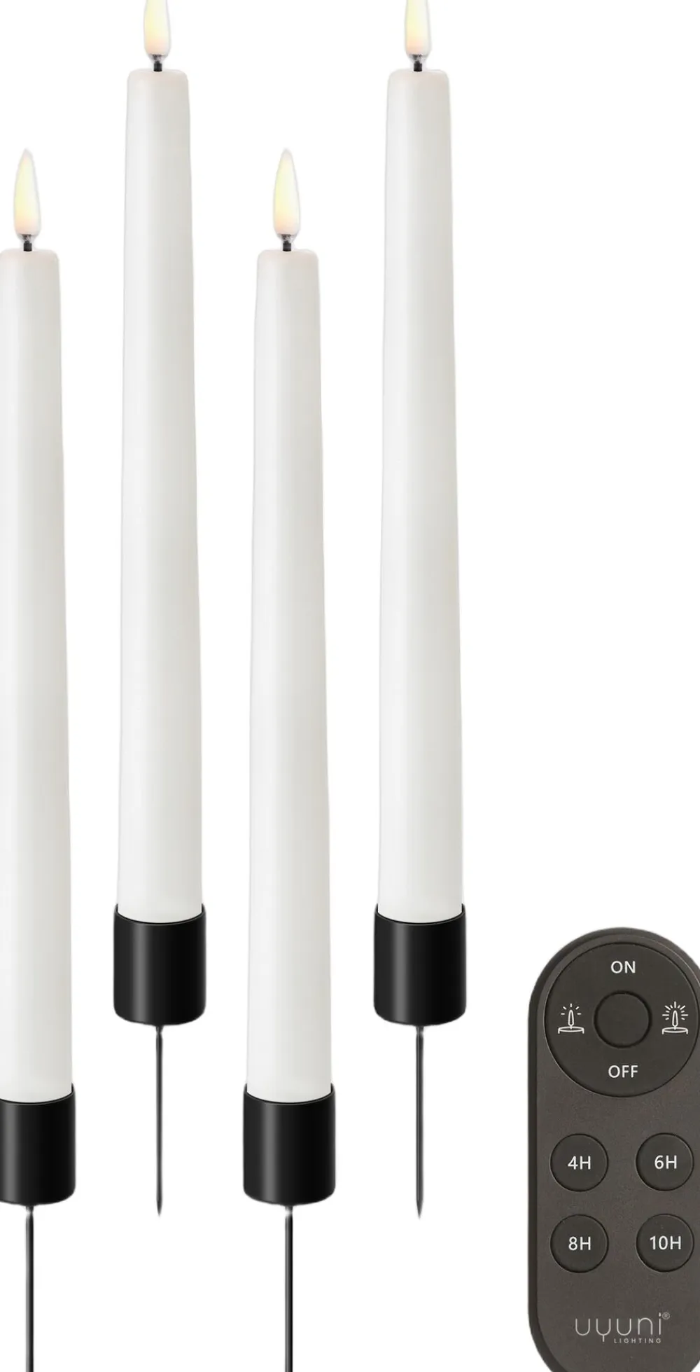 Uyuni Lys & Lysestager|Elektriske Julelys<Giftbox w. spike, remote, LED taper candle, Nordic White, sm