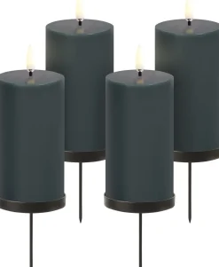 Uyuni Elektriske Julelys<Giftbox w. spike, remote, LED pillar candle, Pine green, Smo