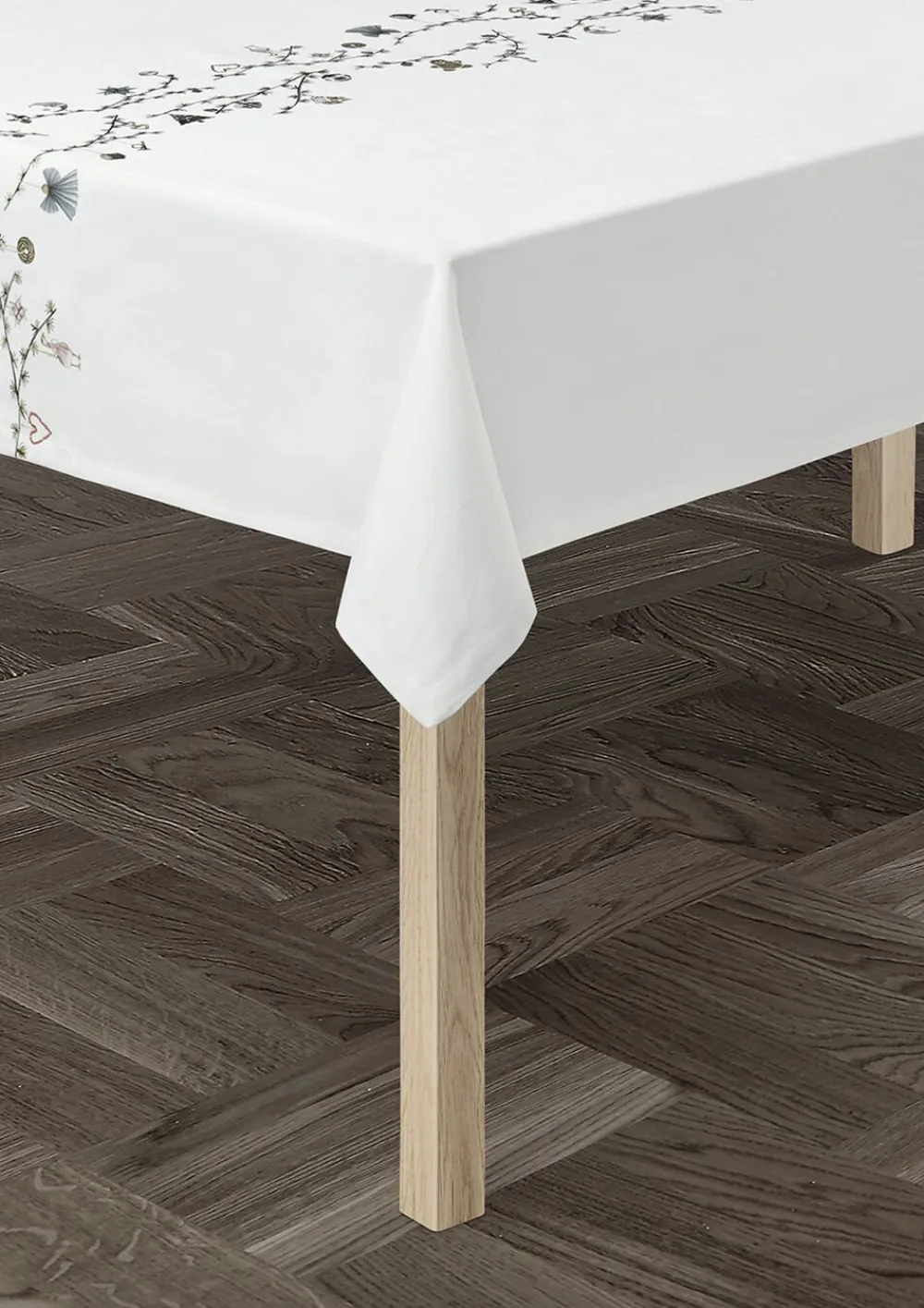 Kähler Tekstiler Til Borddækning|Juletekstiler<Hammershøi Christmas Dug 150x370 cm hvid m. deko