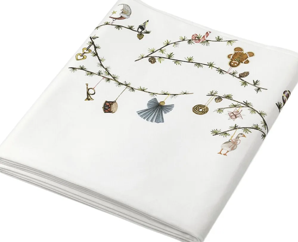 Kähler Tekstiler Til Borddækning|Juletekstiler<Hammershøi Christmas Dug 150x370 cm hvid m. deko