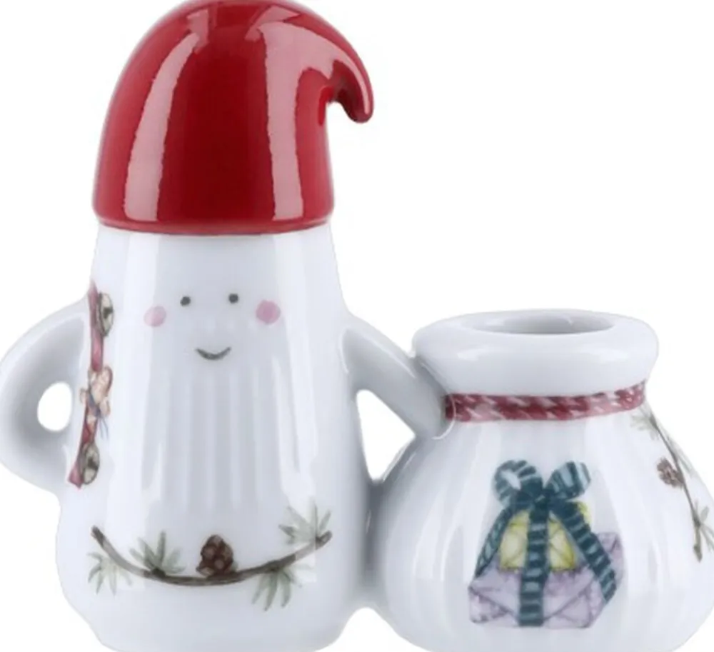 Kähler Julepynt<Hammershøi Christmas Nissefar lysestage H8. 5 hvid m. deko