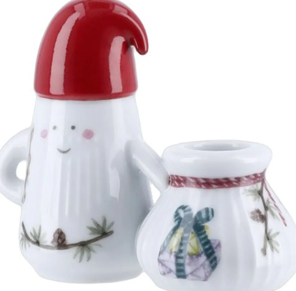 Kähler Julepynt<Hammershøi Christmas Nissefar lysestage H8. 5 hvid m. deko