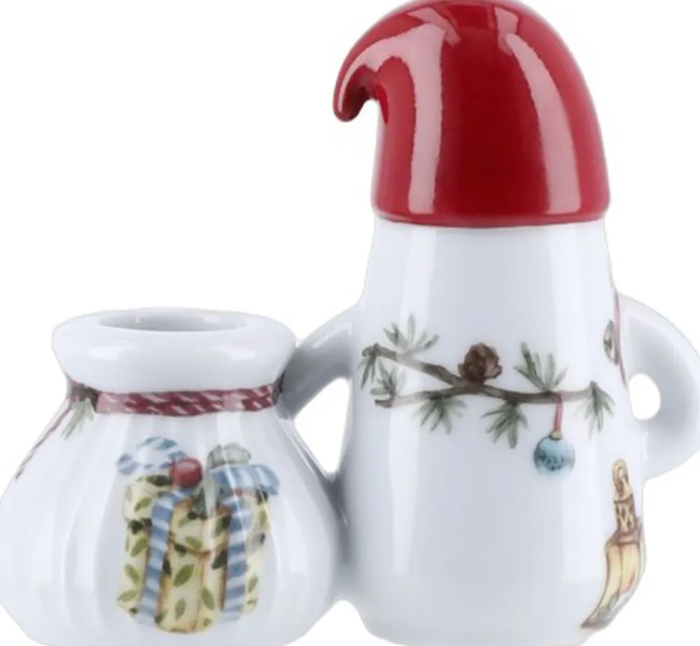 Kähler Julepynt<Hammershøi Christmas Nissefar lysestage H8. 5 hvid m. deko