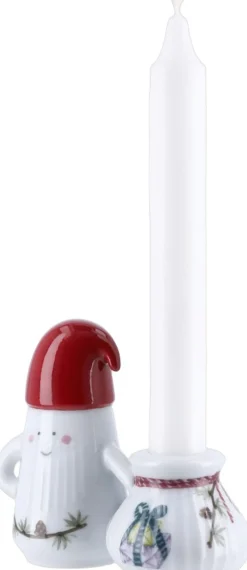 Kähler Julepynt<Hammershøi Christmas Nissefar lysestage H8. 5 hvid m. deko