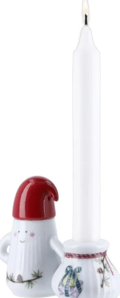Kähler Julepynt<Hammershøi Christmas Nissefar lysestage H8. 5 hvid m. deko