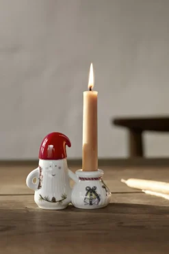 Kähler Julepynt<Hammershøi Christmas Nissefar lysestage H8. 5 hvid m. deko