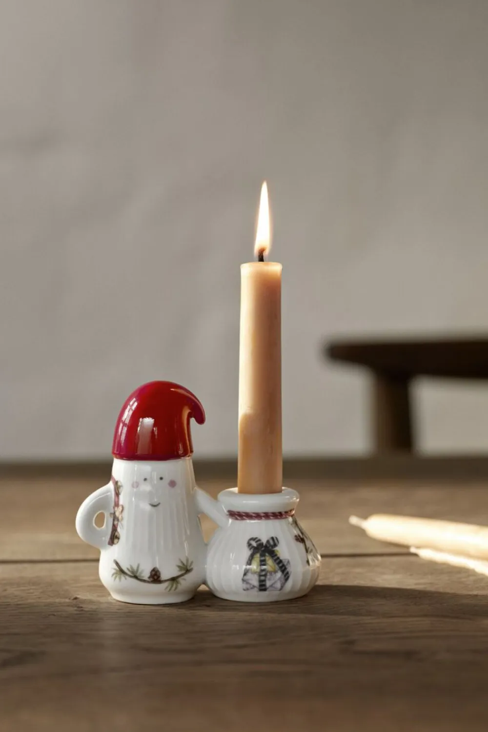Kähler Julepynt<Hammershøi Christmas Nissefar lysestage H8. 5 hvid m. deko
