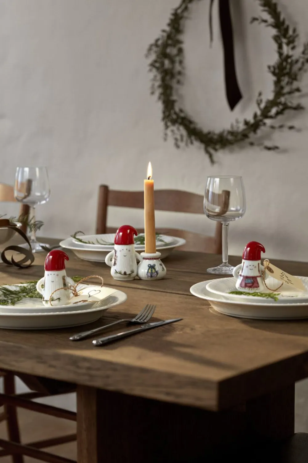 Kähler Julepynt<Hammershøi Christmas Nissefar lysestage H8. 5 hvid m. deko