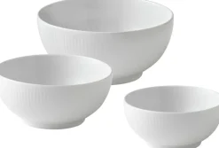 Royal Copenhagen Skåle & Fade<Hvid Riflet skålsæt 3-pak 47 cl, 73 cl, 110 cl
