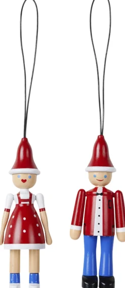 Kay Bojesen Figurer & Skulpturer|Julepynt<Julepynt Jule Ole & Jule Lise rød/blå/hvid