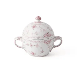 Royal Copenhagen Tilbehør Til Bordet<Koral Musselmalet Halvblonde Sukkerskål med låg 20 cl