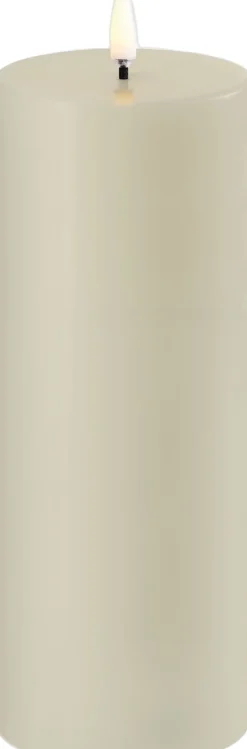 Uyuni Elektriske Julelys<LED pillar candle, Oyster Grey, Smooth, 7,8x20 cm
