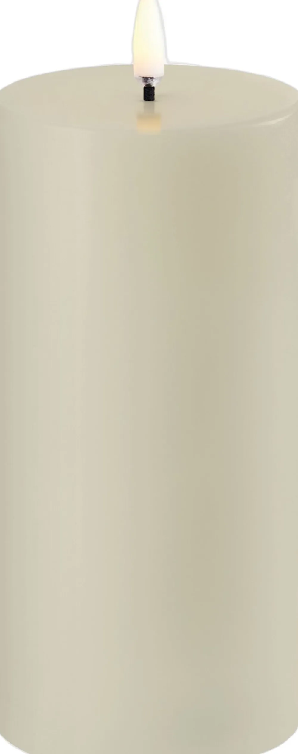 Uyuni Elektriske Julelys<LED pillar candle, Oyster Grey, Smooth, 7,8x15 cm