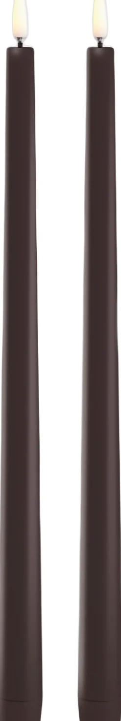 Uyuni Elektriske Julelys<LED slim taper candle, Dusty Mulberry, Smooth, 2-pack, 2,3x3