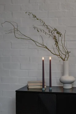 Uyuni Elektriske Julelys<LED slim taper candle, Dusty Mulberry, Smooth, 2-pack, 2,3x3