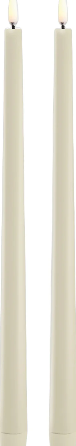 Uyuni Lys & Lysestager|Elektriske Julelys<LED slim taper candle, Oyster Grey, Smooth, 2-pack, 2,3x32 c