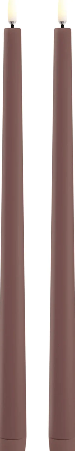 Uyuni Lys & Lysestager|Elektriske Julelys<LED slim taper candle, Terracotta, Smooth, 2-pack, 2,3x32 cm