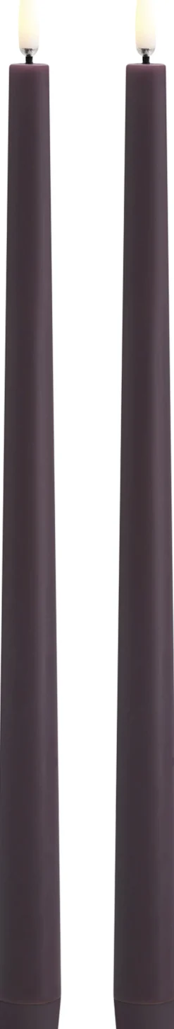 Uyuni Elektriske Julelys<LED taper candle, Plum, Smooth, 2,3x32 cm / 2-pack
