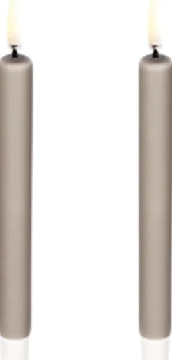 Uyuni Elektriske Julelys|Lys & Lysestager<LED taper candle, Sandstone, Smooth, 1,3x13,8 cm / 2-pack