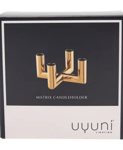Uyuni Lys & Lysestager|Adventsstager<MATRIX Candle Holder - 4'arm Mini Taper - Brass - 7,5 x 4,5