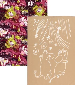 Moomin Arabia Juletekstiler<50x70cm viskestykke sæt Festlige Øjeblikke GOTS