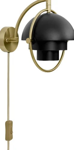 Gubi Væglamper<Multi-Lite Wall Lamp, EU Base: Brass, Shade: Black Semi Matt