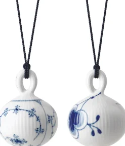 Royal Copenhagen Juletræspynt<Musselmalet Riflet & Blå Mega Riflet Julekugle 9,5 cm 2 stk