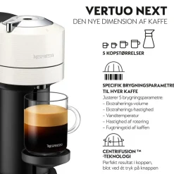 Nespresso Kaffe & Te<Vertuo Next Coffee Machine Delonghi, White