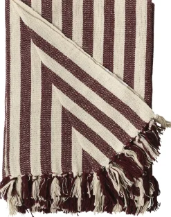 AU Maison Plaider<Plaid, Stribet-Maroon/Natur, 130x180 cm