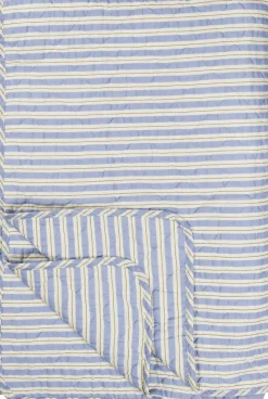 Ib Laursen Plaider<Quilt blå m/hvide og brune striber