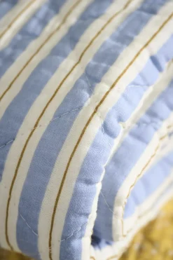 Ib Laursen Plaider<Quilt blå m/hvide og brune striber