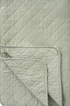 Ib Laursen Plaider<Quilt mælkedrengestriber Hvide/st&oslash;vgr&oslash;n