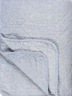 Ib Laursen Plaider<Quilt mælkedrengestriber Hvid/lysblå