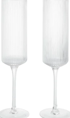 Ferm Living Glas<Ripple Champagne Flutes - Set of 2 - Clear
